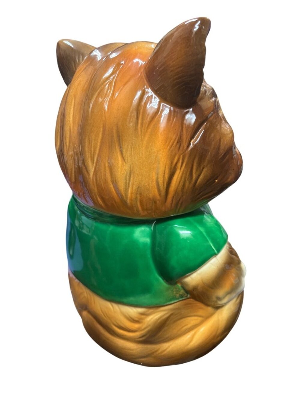 Japan Made vintage 50's brown green cat kitten 10"x7"x5" cooke jar SKU 10-238 - Picture 6 of 16
